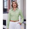 imageJVER Button Down Shirts for Women Wrinkle Free Long Sleeve Dress Shirt Business Casual Work Blouse with PocketLight Green