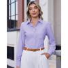 imageJVER Button Down Shirts for Women Wrinkle Free Long Sleeve Dress Shirt Business Casual Work Blouse with PocketLight Purple
