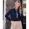 imageJVER Button Down Shirts for Women Wrinkle Free Long Sleeve Dress Shirt Business Casual Work Blouse with PocketNavy Blue