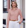 imageJVER Button Down Shirts for Women Wrinkle Free Long Sleeve Dress Shirt Business Casual Work Blouse with PocketPeach Pink