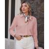 imageJVER Button Down Shirts for Women Wrinkle Free Long Sleeve Dress Shirt Business Casual Work Blouse with PocketPeach Pink