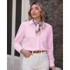 imageJVER Button Down Shirts for Women Wrinkle Free Long Sleeve Dress Shirt Business Casual Work Blouse with PocketPink