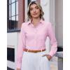 imageJVER Button Down Shirts for Women Wrinkle Free Long Sleeve Dress Shirt Business Casual Work Blouse with PocketPink