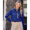 imageJVER Button Down Shirts for Women Wrinkle Free Long Sleeve Dress Shirt Business Casual Work Blouse with PocketRoyal Blue