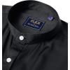 imageJVER Mens Banded Collar Dress Shirt Mandarin Long Sleeve Button Down Shirts Stretch Collarless Tops with PocketBlack White