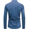 imageJVER Mens Banded Collar Dress Shirt Mandarin Long Sleeve Button Down Shirts Stretch Collarless Tops with PocketCyan Blue