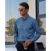 imageJVER Mens Banded Collar Dress Shirt Mandarin Long Sleeve Button Down Shirts Stretch Collarless Tops with PocketCyan Blue