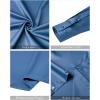 imageJVER Mens Banded Collar Dress Shirt Mandarin Long Sleeve Button Down Shirts Stretch Collarless Tops with PocketCyan Blue