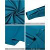 imageJVER Mens Banded Collar Dress Shirt Mandarin Long Sleeve Button Down Shirts Stretch Collarless Tops with PocketDark Peacock Blue