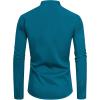 imageJVER Mens Banded Collar Dress Shirt Mandarin Long Sleeve Button Down Shirts Stretch Collarless Tops with PocketDark Peacock Blue