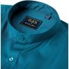 imageJVER Mens Banded Collar Dress Shirt Mandarin Long Sleeve Button Down Shirts Stretch Collarless Tops with PocketDark Peacock Blue