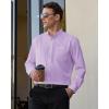imageJVER Mens Banded Collar Dress Shirt Mandarin Long Sleeve Button Down Shirts Stretch Collarless Tops with PocketLight Purple