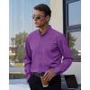 imageJVER Mens Banded Collar Dress Shirt Mandarin Long Sleeve Button Down Shirts Stretch Collarless Tops with PocketPurple