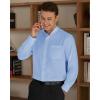 imageJVER Mens Banded Collar Dress Shirt Mandarin Long Sleeve Button Down Shirts Stretch Collarless Tops with PocketSky Blue