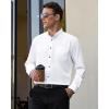 imageJVER Mens Banded Collar Dress Shirt Mandarin Long Sleeve Button Down Shirts Stretch Collarless Tops with PocketWhite Black