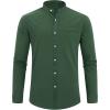 imageJVER Mens Cotton Linen Long Sleeve Shirts Casual Button Down Banded Collar Shirt Beach Summer Tops with PocketArmy Green