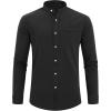imageJVER Mens Cotton Linen Long Sleeve Shirts Casual Button Down Banded Collar Shirt Beach Summer Tops with PocketBlack
