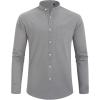 imageJVER Mens Cotton Linen Long Sleeve Shirts Casual Button Down Banded Collar Shirt Beach Summer Tops with PocketDark Grey