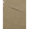 imageJVER Mens Cotton Linen Long Sleeve Shirts Casual Button Down Banded Collar Shirt Beach Summer Tops with PocketDark Khaki