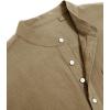 imageJVER Mens Cotton Linen Long Sleeve Shirts Casual Button Down Banded Collar Shirt Beach Summer Tops with PocketDark Khaki