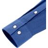 imageJVER Mens Cotton Linen Long Sleeve Shirts Casual Button Down Banded Collar Shirt Beach Summer Tops with PocketDenim Blue