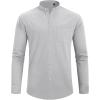 imageJVER Mens Cotton Linen Long Sleeve Shirts Casual Button Down Banded Collar Shirt Beach Summer Tops with PocketGrey