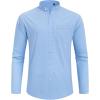 imageJVER Mens Cotton Linen Long Sleeve Shirts Casual Button Down Banded Collar Shirt Beach Summer Tops with PocketLight Blue
