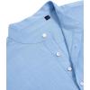 imageJVER Mens Cotton Linen Long Sleeve Shirts Casual Button Down Banded Collar Shirt Beach Summer Tops with PocketLight Blue