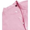 imageJVER Mens Cotton Linen Long Sleeve Shirts Casual Button Down Banded Collar Shirt Beach Summer Tops with PocketLight Pink