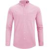 imageJVER Mens Cotton Linen Long Sleeve Shirts Casual Button Down Banded Collar Shirt Beach Summer Tops with PocketLight Pink
