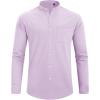 imageJVER Mens Cotton Linen Long Sleeve Shirts Casual Button Down Banded Collar Shirt Beach Summer Tops with PocketLight Purple