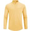 imageJVER Mens Cotton Linen Long Sleeve Shirts Casual Button Down Banded Collar Shirt Beach Summer Tops with PocketLight Yellow