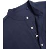 imageJVER Mens Cotton Linen Long Sleeve Shirts Casual Button Down Banded Collar Shirt Beach Summer Tops with PocketNavy Blue