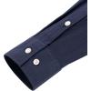 imageJVER Mens Cotton Linen Long Sleeve Shirts Casual Button Down Banded Collar Shirt Beach Summer Tops with PocketNavy Blue