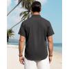 imageJVER Mens Linen Shirts Casual Short Sleeve Button Down Shirt Beach Summer Vacation Holiday Wedding Cotton TopsDark Grey