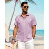 imageJVER Mens Linen Shirts Casual Short Sleeve Button Down Shirt Beach Summer Vacation Holiday Wedding Cotton TopsDark Purple