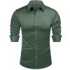 imageJVER Mens Silk Satin Long Sleeve Dress Shirts Shiny Casual Button Down Shirt Luxury Party Prom ShirtsArmy Green