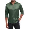 imageJVER Mens Silk Satin Long Sleeve Dress Shirts Shiny Casual Button Down Shirt Luxury Party Prom ShirtsArmy Green