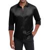 imageJVER Mens Silk Satin Long Sleeve Dress Shirts Shiny Casual Button Down Shirt Luxury Party Prom ShirtsBlack