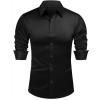 imageJVER Mens Silk Satin Long Sleeve Dress Shirts Shiny Casual Button Down Shirt Luxury Party Prom ShirtsBlack