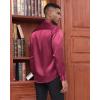 imageJVER Mens Silk Satin Long Sleeve Dress Shirts Shiny Casual Button Down Shirt Luxury Party Prom ShirtsBurgundy