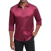 imageJVER Mens Silk Satin Long Sleeve Dress Shirts Shiny Casual Button Down Shirt Luxury Party Prom ShirtsBurgundy