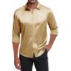imageJVER Mens Silk Satin Long Sleeve Dress Shirts Shiny Casual Button Down Shirt Luxury Party Prom ShirtsGold