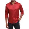 imageJVER Mens Silk Satin Long Sleeve Dress Shirts Shiny Casual Button Down Shirt Luxury Party Prom ShirtsRed