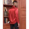 imageJVER Mens Silk Satin Long Sleeve Dress Shirts Shiny Casual Button Down Shirt Luxury Party Prom ShirtsRed