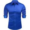 imageJVER Mens Silk Satin Long Sleeve Dress Shirts Shiny Casual Button Down Shirt Luxury Party Prom ShirtsRoyal Blue