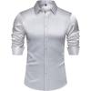 imageJVER Mens Silk Satin Long Sleeve Dress Shirts Shiny Casual Button Down Shirt Luxury Party Prom ShirtsSilver Blue