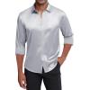 imageJVER Mens Silk Satin Long Sleeve Dress Shirts Shiny Casual Button Down Shirt Luxury Party Prom ShirtsSilver Blue