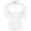 imageJVER Mens Silk Satin Long Sleeve Dress Shirts Shiny Casual Button Down Shirt Luxury Party Prom ShirtsWhite