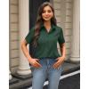 imageJVER Womens Button Down Shirts Stretch Wrinkle Free Formal Short Sleeve Dress Shirt Summer Work Blouses Business Casual TopsArmy Green